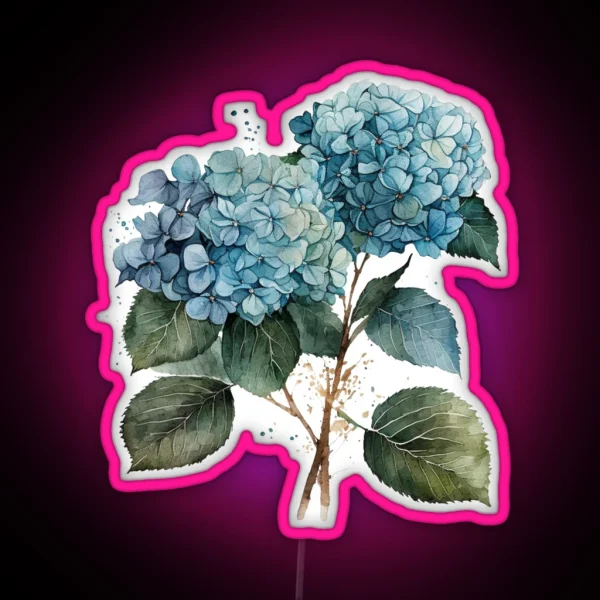 Watercolor Hydrangea RGB Neon Sign