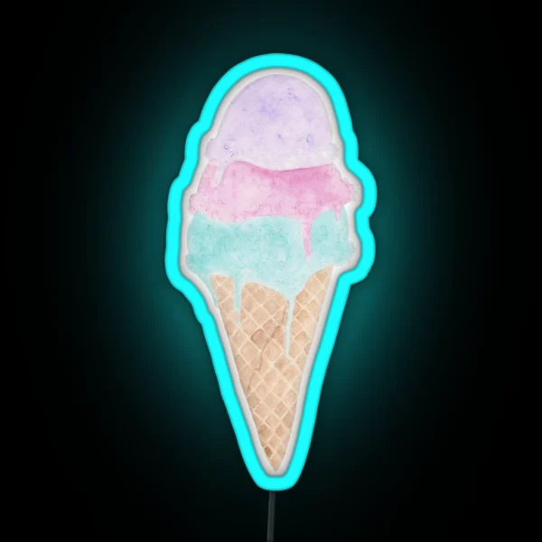 Watercolor Ice Cream Cone RGB Neon Sign