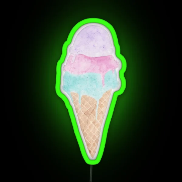 Watercolor Ice Cream Cone RGB Neon Sign