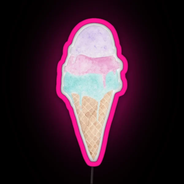 Watercolor Ice Cream Cone RGB Neon Sign