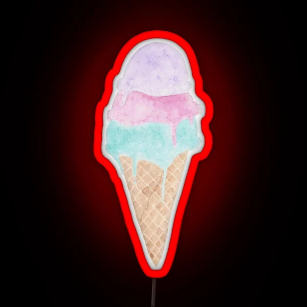 Watercolor Ice Cream Cone RGB Neon Sign