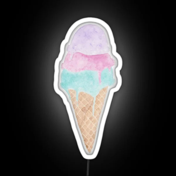 Watercolor Ice Cream Cone RGB Neon Sign