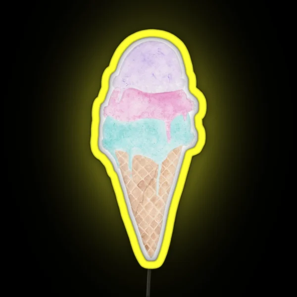 Watercolor Ice Cream Cone RGB Neon Sign