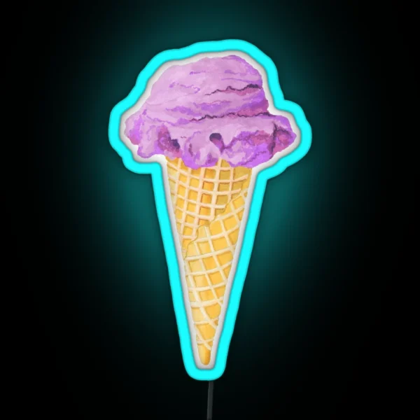 Watercolor Icecream Cone Watercolor Ice Cream Cone RGB Neon Sign