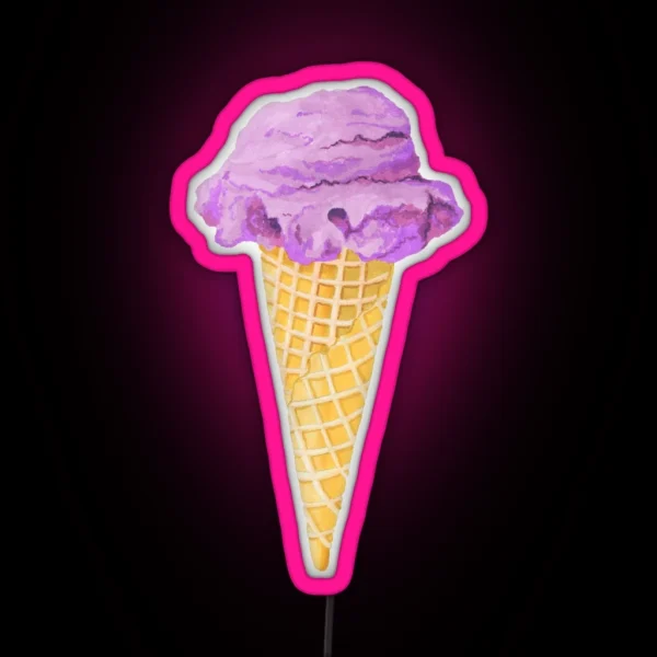 Watercolor Icecream Cone Watercolor Ice Cream Cone RGB Neon Sign