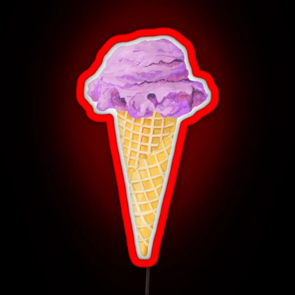 Watercolor Icecream Cone Watercolor Ice Cream Cone RGB Neon Sign