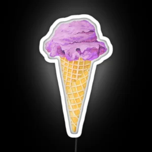 Watercolor Icecream Cone Watercolor Ice Cream Cone Dessert RGB Neon Sign