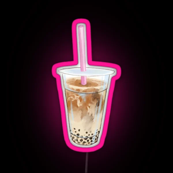 Watercolor Jasmine Milk Tea Boba RGB Neon Sign