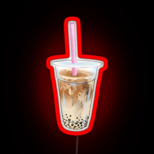 Watercolor Jasmine Milk Tea Boba RGB Neon Sign
