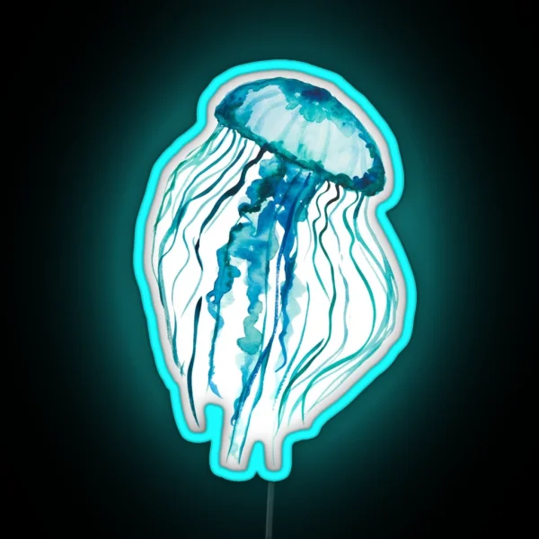 Watercolor Jellyfish RGB Neon Sign