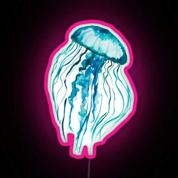 Watercolor Jellyfish RGB Neon Sign