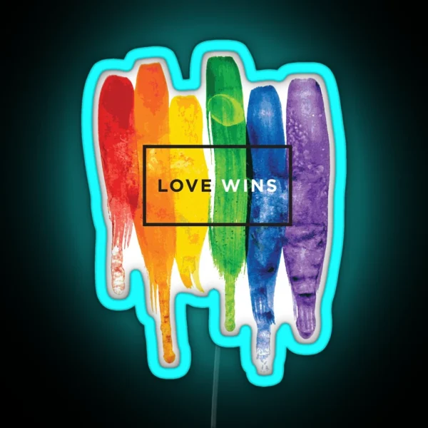 Watercolor LGBT Love Wins Rainbow Paint Typographic RGB Neon Sign