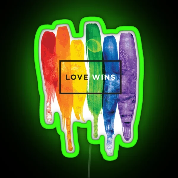 Watercolor LGBT Love Wins Rainbow Paint Typographic RGB Neon Sign