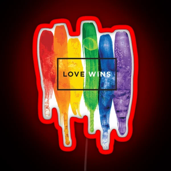 Watercolor LGBT Love Wins Rainbow Paint Typographic RGB Neon Sign
