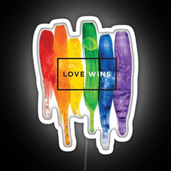 Watercolor LGBT Love Wins Rainbow Paint Typographic RGB Neon Sign