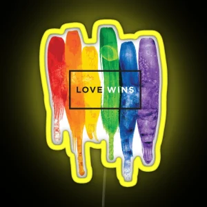 Watercolor LGBT Love Wins Rainbow Paint Typographic RGB Neon Sign