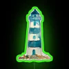 Whimsical watercolor lighthouse illuminated rgb neon wall art decorative lighting