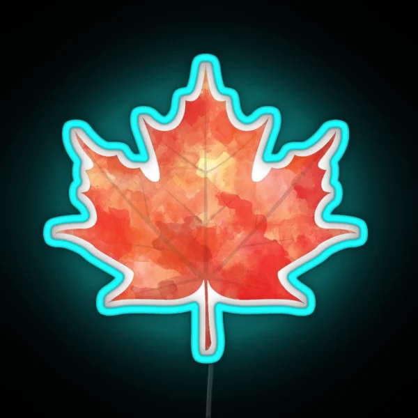 Watercolor Maple Leaf RGB Neon Sign