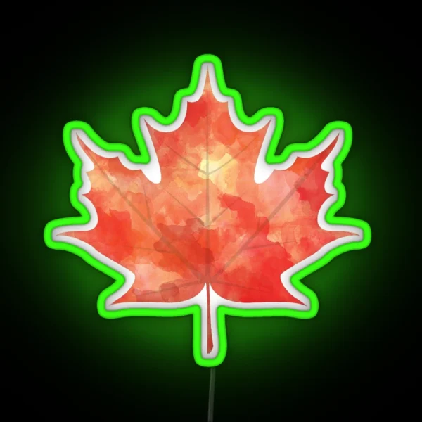 Watercolor Maple Leaf RGB Neon Sign