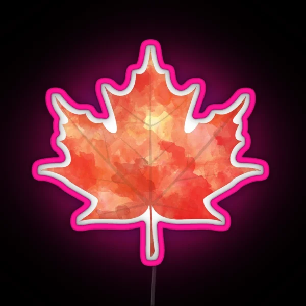 Watercolor Maple Leaf RGB Neon Sign