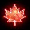 Watercolor-inspired maple leaf design in vibrant neon RGB glow.