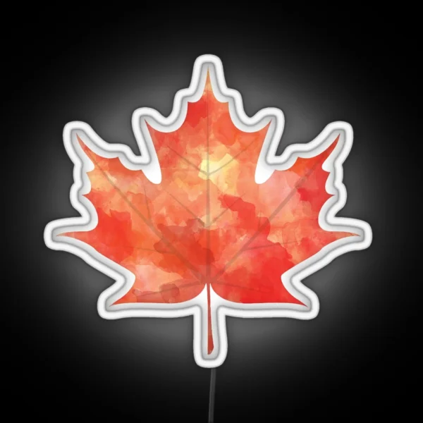 Watercolor Maple Leaf RGB Neon Sign