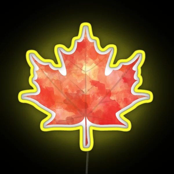 Watercolor Maple Leaf RGB Neon Sign