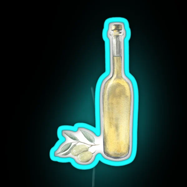 Watercolor Olive Oil Bottle RGB Neon Sign