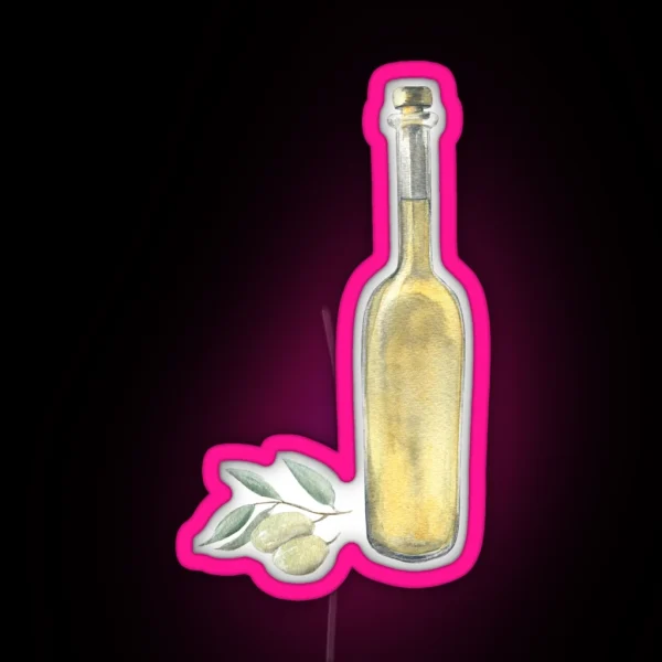 Watercolor Olive Oil Bottle RGB Neon Sign