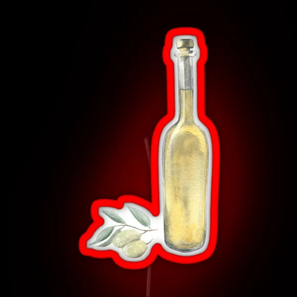 Watercolor Olive Oil Bottle RGB Neon Sign
