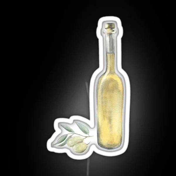 Watercolor Olive Oil Bottle RGB Neon Sign