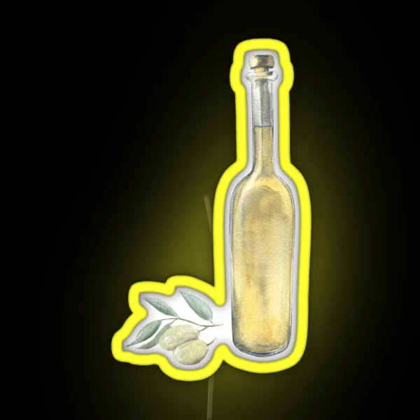Watercolor Olive Oil Bottle RGB Neon Sign