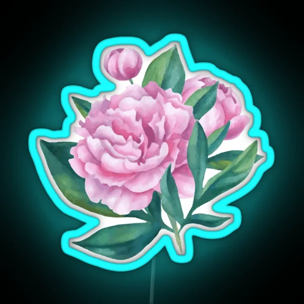 Watercolor Peony Bouquet RGB Neon Sign