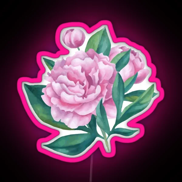 Watercolor Peony Bouquet RGB Neon Sign
