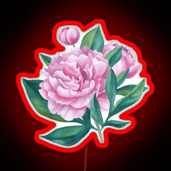 Watercolor Peony Bouquet RGB Neon Sign