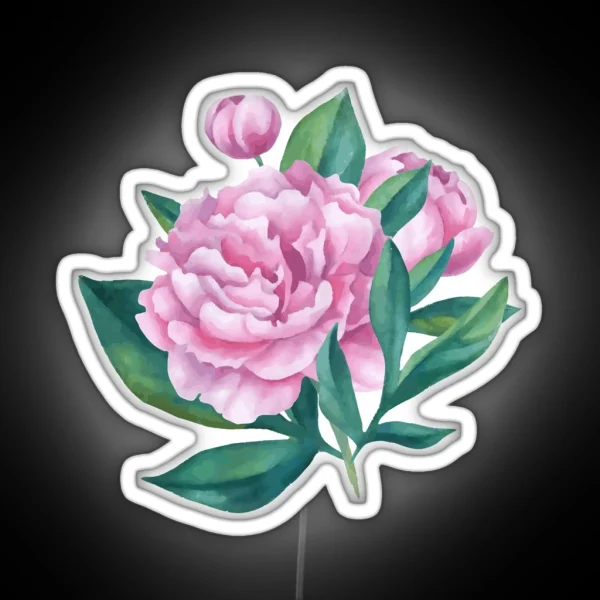 Watercolor Peony Bouquet RGB Neon Sign