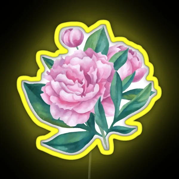 Watercolor Peony Bouquet RGB Neon Sign