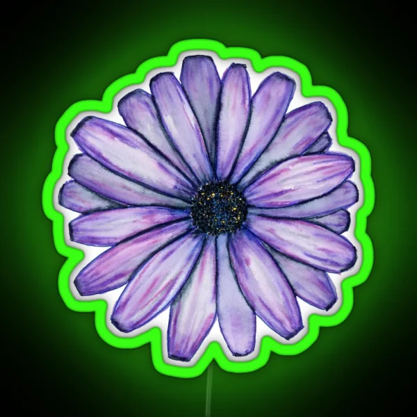 Watercolor Purple Daisy Flower RGB Neon Sign