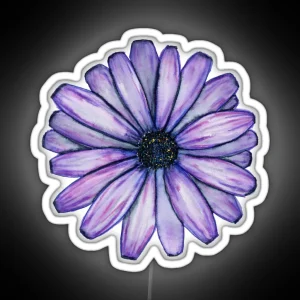 Watercolor Purple Daisy Flower RGB Neon Sign