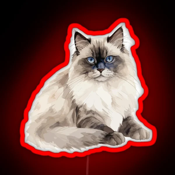 Watercolor Ragdoll Cat RGB Neon Sign