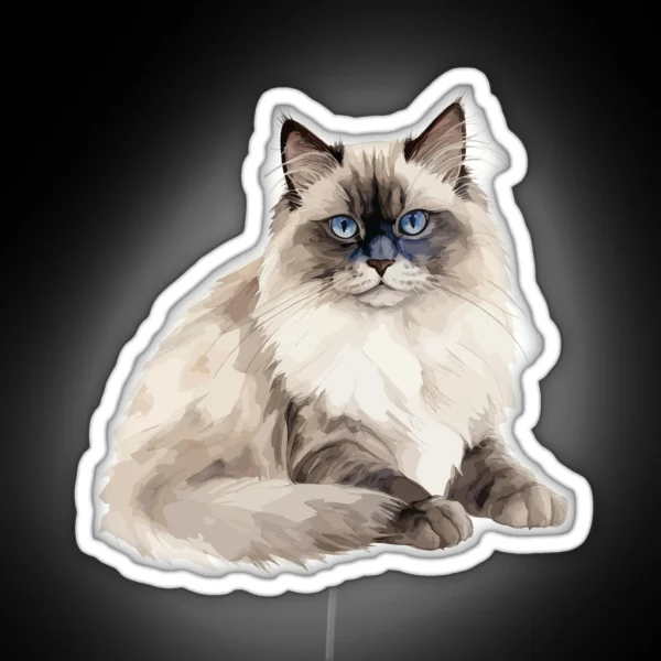 Watercolor Ragdoll Cat RGB Neon Sign