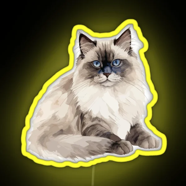Watercolor Ragdoll Cat RGB Neon Sign