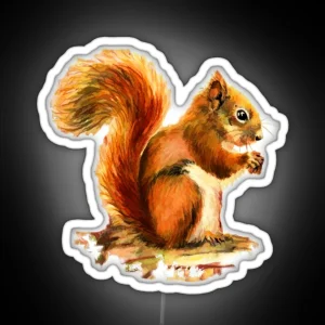 Watercolor Red Squirrel Animal RGB Neon Sign