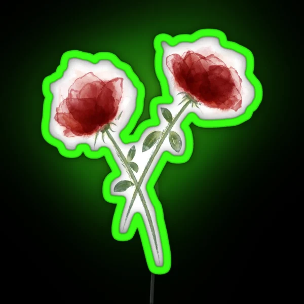 Watercolor Rose Pattern RGB Neon Sign