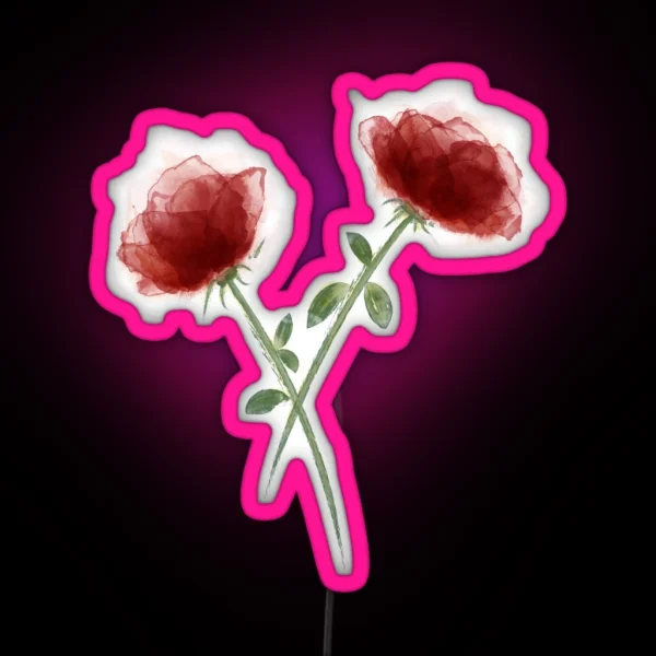 Watercolor Rose Pattern RGB Neon Sign