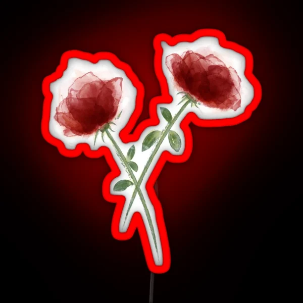Watercolor Rose Pattern RGB Neon Sign