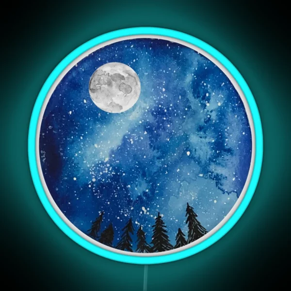 Watercolor Starry Night RGB Neon Sign