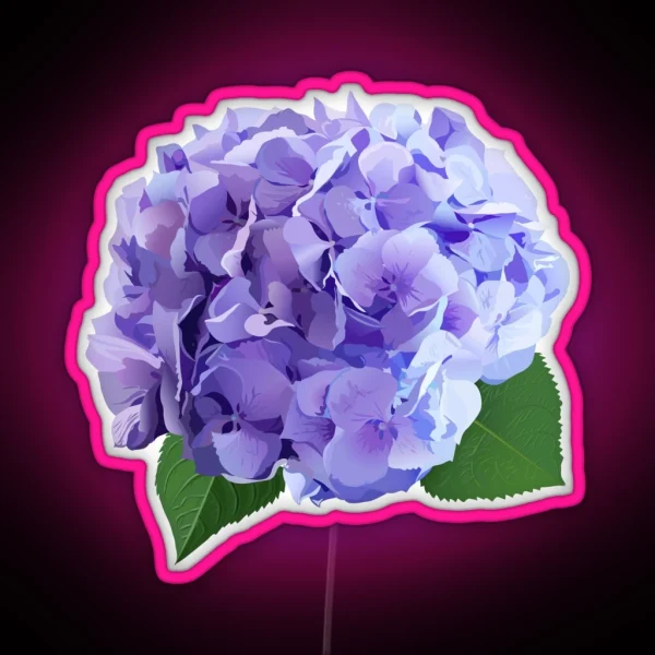 Watercolor Style Hydrangea Flowers Set RGB Neon Sign