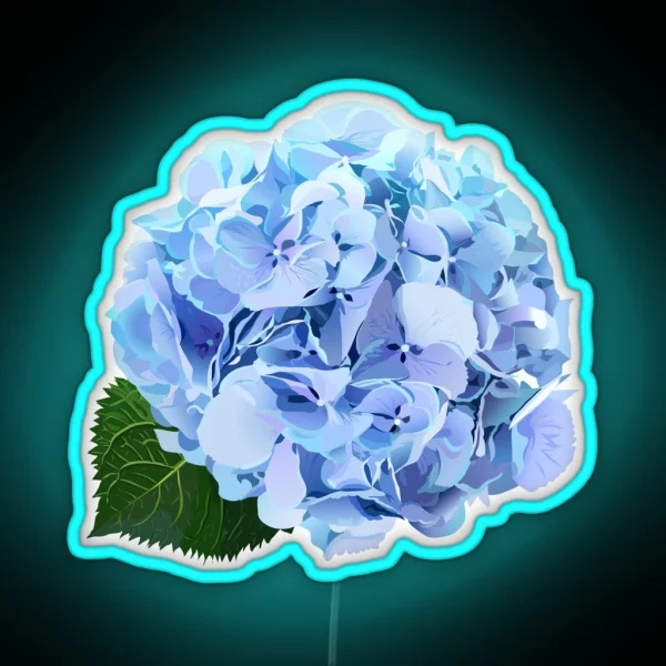 Watercolor Style Hydrangea Flowers Set RGB Neon Sign