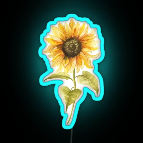 Watercolor Sunflower Hand Painted RGB Neon Sign